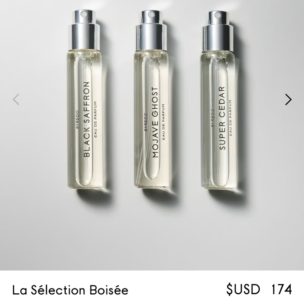 BYREDO La Selection Boisee travel: Mojave Ghost + Super Cedar + Black Saffron